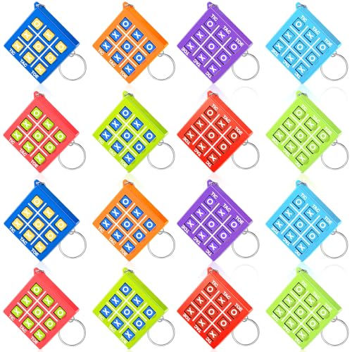 Otuuz Tic Tac Toe Spiel Schlüsselanhänger für Kinder Alter 8-12 Tic Tac Toe Mitbringsel Kunststoff Schlüsselanhänger für Mini Rucksack Geburtstag Jungen Mädchen(Helle Farbe,16 Stück) von Otuuz