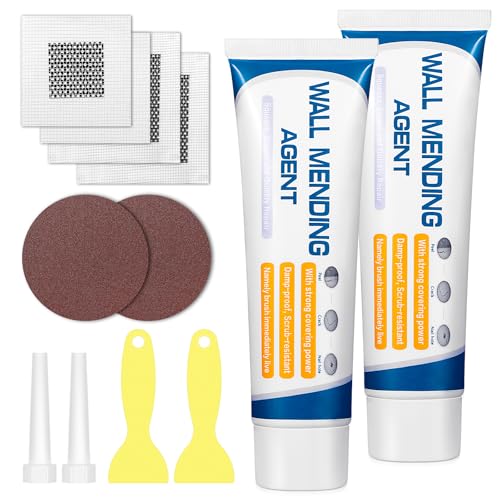 Spachtelmasse Weiß Innen, 200g Wandreparatur Creme für Wandlöcher, Wandausbesserungs Paste mit Tüllen, Schleifpapier und Schaber, Schnell Trockenbau Reparaturset für Peeling, Risse und Graffiti von Otyzery