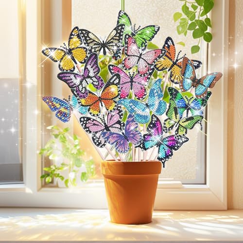 OuMaiFeng 16 Stück Diamond Painting Schmetterling Deko, Basteln für Kinder und Erwachsene,Bausätze für Diamantmalerei, Diamant Painting Bilder, Schmetterling Deko für Drinnen und Draußen OuMaiFeng 16 Stück Diamond Painting Schmetterling Deko, Basteln für Kinder und Erwachsene,Bausätze für Diamantmalerei, Diamant Painting Bilder, Schmetterling Deko für Drinnen und Draußen von OuMaiFeng
