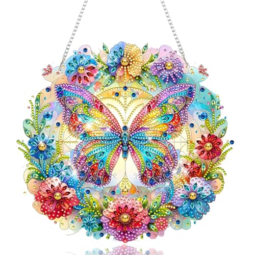 OuMaiFeng Bausätze für Diamantmalerei,Brillante Diamond Painting Schmetterling,Schmetterling Diamond Painting Kinder Erwachsene Fensterbilder Beidseitig für Kreative Kunstwerke und Entspannung von OuMaiFeng