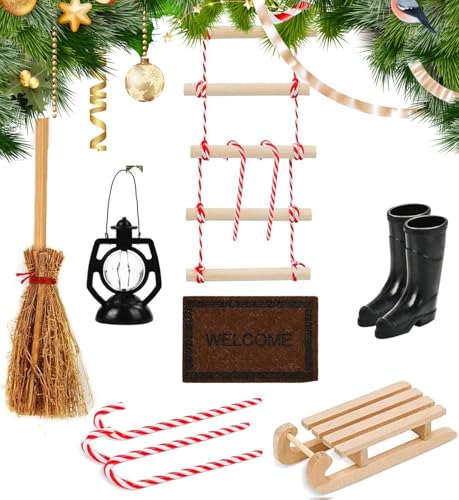 Wichtel Zubehör Miniatur Wichtel Zubehör Mal Kunst Set für Weihnachten Wichteltür Deko und 1/12 Puppenhaus, DIY Wichtelzubehör Staffelei (Wichtel Zubehör (3)) von OuMaiFeng