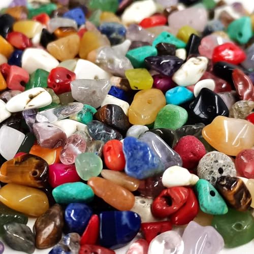 500 Stück natürliche Splittersteinperlen, mehrfarbig, 5–8 mm, unregelmäßige Edelsteinperlen, Heilkristall, lose Steine, Perlen, Loch gebohrt, für Bastelarbeiten, Armbänder, Halsketten, Ohrringe von OuMuaMua