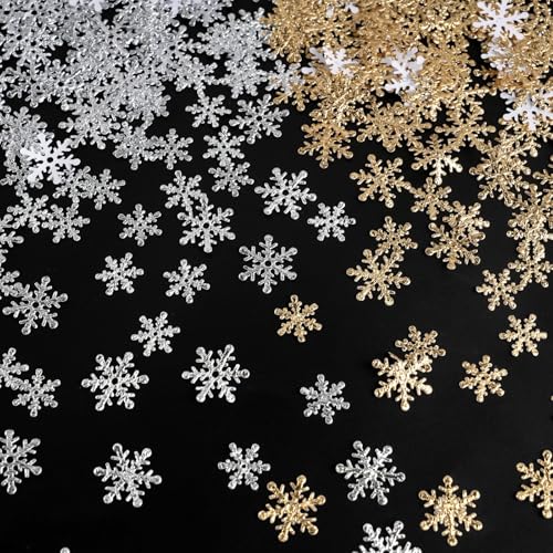 Weihnachtliche Schneeflocken-Konfetti-Dekorationen, 1200 Stück, Gold-Silber, Konfetti, Schneeparty, Packung für Weihnachten, Winterwunderland, Tischaufsätze, Hochzeit, Geburtstag, Babyparty Weihnachtliche Schneeflocken-Konfetti-Dekorationen, 1200 Stück, Gold-Silber, Konfetti, Schneeparty, Packung für Weihnachten, Winterwunderland, Tischaufsätze, Hochzeit, Geburtstag, Babyparty von OuMuaMua