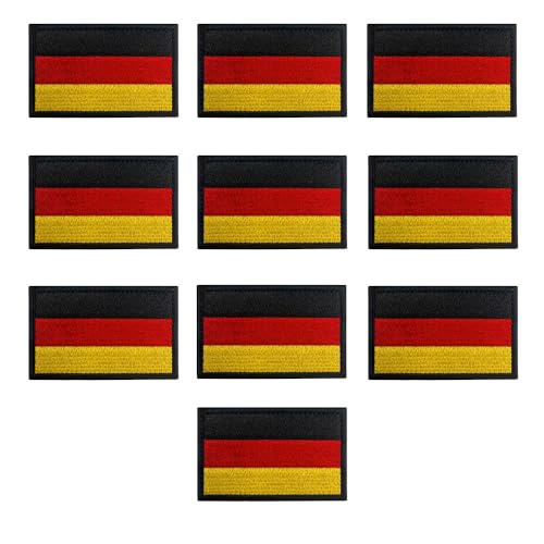 10 Stück Deutschland Flaggen Patches Taktische Abzeichen Bestickt,Stickerei Patches Emblem zum Hook and Loop auf Applikationen Kleidung,Uniformen, Rucksack,Mützen,DIY-Zubehör,Jeans,Jacken,Hosen von Oucaty