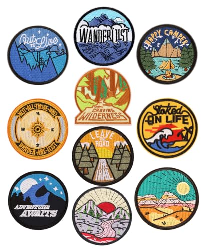 10 Stück Outdoor Travel Patches zum Aufbügeln,Flicken Bügelbilder Iron on/Sew on Patch Bestickte Aufnäher für Aufnähen oder Aufbügeln auf Kleidung,Kleid,Hut,Jeans,Rucksäcke,Jacken,T-Shirt (Runde) 10 Stück Outdoor Travel Patches zum Aufbügeln,Flicken Bügelbilder Iron on/Sew on Patch Bestickte Aufnäher für Aufnähen oder Aufbügeln auf Kleidung,Kleid,Hut,Jeans,Rucksäcke,Jacken,T-Shirt (Runde) von Oucaty
