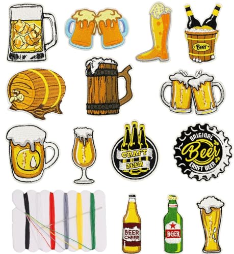 14 Stück Bier Beer Flicken Bügelbilder Bestickte Aufnäher Patches zum Aufbügeln Iron on/Sew on Patches für Aufnähen oder Aufbügeln auf Kleidung Rucksäcke Jacken T-Shirt Hut Jeans Kleid 14 Stück Bier Beer Flicken Bügelbilder Bestickte Aufnäher Patches zum Aufbügeln Iron on/Sew on Patches für Aufnähen oder Aufbügeln auf Kleidung Rucksäcke Jacken T-Shirt Hut Jeans Kleid von Oucaty