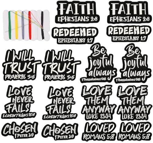 16 Stück Black and White Writing Patches zum Aufbügeln Flicken Bügelbilder Iron on/Sew on Patch Bestickte Aufnäher für Aufnähen oder Aufbügeln auf Kleidung Kleid Hut Jeans Rucksäcke Jacken T-Shirt von Oucaty