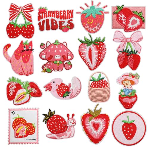 16 Stück Erdbeer Strawberry Patches zum Aufbügeln Cute Erdbeer Stickerei-Aufnäher Iron on/Sew on Patches Applikation DIY Dekoration Hut Jacke Jeans Rucksäcke T-Shirt Kleidung Kleid 16 Stück Erdbeer Strawberry Patches zum Aufbügeln Cute Erdbeer Stickerei-Aufnäher Iron on/Sew on Patches Applikation DIY Dekoration Hut Jacke Jeans Rucksäcke T-Shirt Kleidung Kleid von Oucaty