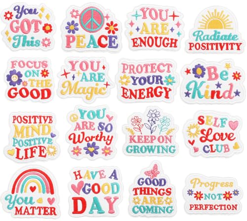 16 Stück Peace and Self Love Stickerei Aufnäher Iron on/Sew on Patches Flicken Bügelbilder Patches zum Aufbügeln Applikation auf Kleidung Kleid T-Shirt Hut Jacken DIY Jeans Rucksäcke 16 Stück Peace and Self Love Stickerei Aufnäher Iron on/Sew on Patches Flicken Bügelbilder Patches zum Aufbügeln Applikation auf Kleidung Kleid T-Shirt Hut Jacken DIY Jeans Rucksäcke von Oucaty
