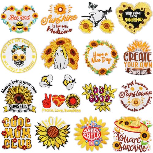 18 Stück Sonnenblume Patches zum Aufbügeln,Flicken Bügelbilder Iron on/Sew on Patch Bestickte Aufnäher für Aufnähen oder Aufbügeln auf Jacken T-Shirt Kleidung Kleid Hut Jeans Rucksäcke 18 Stück Sonnenblume Patches zum Aufbügeln,Flicken Bügelbilder Iron on/Sew on Patch Bestickte Aufnäher für Aufnähen oder Aufbügeln auf Jacken T-Shirt Kleidung Kleid Hut Jeans Rucksäcke von Oucaty