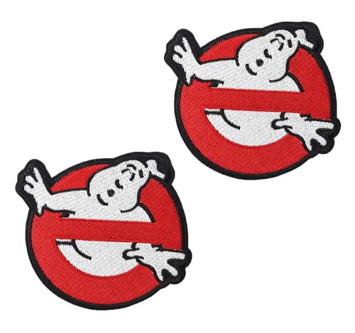 2 Stück, kompatibel mit Ghostbusters Halloween bestickten Flicken mit Aufschrift "No Ghost Kill Ghost Team", lustige Aufnäher für Kleidung, Rucksack, Jacke, Weste, Uniformen, Armband, Hosen von Oucaty