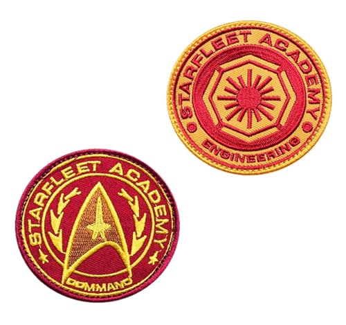 2 Stück, kompatibel mit Star Trek Starfleet Academy Aufnäher, taktisches besticktes Emblem, Klettverschluss-Applikation für Hosen, Taschen, Westen, Hüte, Kleidung, Rucksack, Jacke, Mantel, Armband von Oucaty