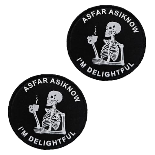 2 Stück "As Far As I Know I'm Delightful" Lustige Abzeichen Hook and Loop Patches Taktische Stickerei Emblem Patches Applikationen für Biker,Mützen,Taschen,Uniformen,DIY-Zubehör,Jacken,Hemden,Hosen von Oucaty