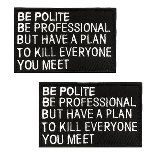 2 Stück " Be Polite Be Professional" Lustiger Emblem Patches Taktisches Stickerei Hook and Loop Patches Applikationen für Rucksack,Kleidung,Uniformen,DIY-Zubehör,Hosen,Jacken,Hemden,Mützen,Taschen 2 Stück " Be Polite Be Professional" Lustiger Emblem Patches Taktisches Stickerei Hook and Loop Patches Applikationen für Rucksack,Kleidung,Uniformen,DIY-Zubehör,Hosen,Jacken,Hemden,Mützen,Taschen von Oucaty