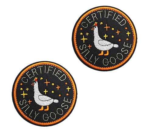 2 Stück Certified Silly Goose Lustiges Patches Taktische Bestickt Abzeichen Stickerei Hook and Loop Emblem Applikationen Kleidung,Rucksack,Jeans,Jacken,Hosen,DIY-Zubehör,Uniformen,Baseballkappe von Oucaty