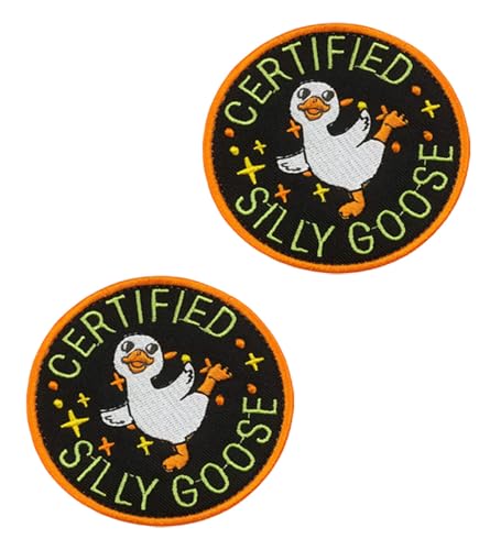 2 Stück Certified Silly Goose Patches Lustig Tier Emblem Stickerei Taktisches Hook and Loop Patches für Biker,Jacken,Hemden,Hosen,Taschen,Uniformen,DIY-Zubehör,Rucksack,Kleidung,Mützen von Oucaty