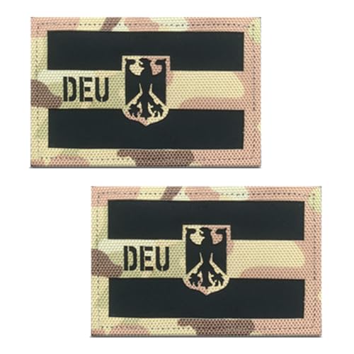 2 Stück DEU Deutsche Flagge IR Infrarot Reflektierend Patches Taktische Emblem Applikationen Biker,Rucksack,Jeans,Uniformen,Kleidung,Mützen,Hemden,Jacken,Hosen Hook and Loop Patch-Camo von Oucaty