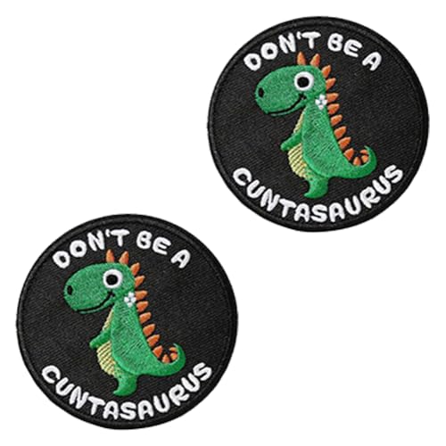 2 Stück Don't Be A Cuntasaurus Patch Fun Taktische Stickerei Emblem Cute Animal Abzeichen Hook and Loop Patch für Taschen,Uniformen,DIY-Zubehör,Biker,Rucksack,Kleidung,Mützen,Jacken,Hemden von Oucaty