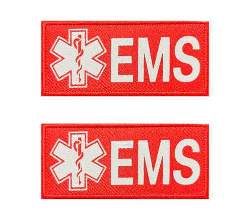 2 Stück EMS Reflektierend Kreuz Patch Medizinisch Hook and Loop Patch Abzeichen Applikationen Taktische Rucksäcke,Medizinische Taschen,Erste-Hilfe-Kits/Tasche,Outdoor-Abenteuer-Kits von Oucaty