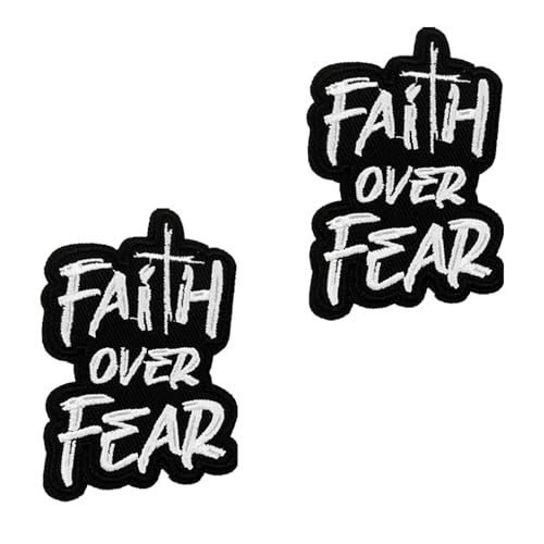 2 Stück "Faith Over Fear" Patches Taktische Abzeichen religiöse Stickerei Gestickt Emblem zum Hook and Loop auf Applikationen Kleidung, Rucksack,Jeans,Jacken,Hosen,DIY-Zubehör,Mützen. von Oucaty