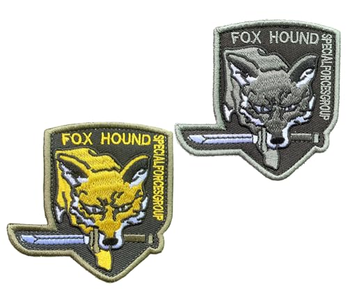 2 Stück Fox Hound Tactical Patch besticktes Emblem Foxhound Solid Hook and Loop Applique Badge Patches für mittelgroße / große Hunde, Geschirr, Weste, Kleidung, Arbeit, Hundeführer, Hund von Oucaty