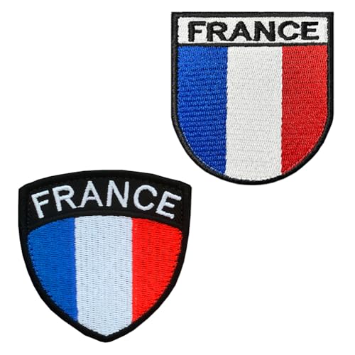 2 Stück Frankreich Schild Patches Taktische Stickerei Hook and Loop Emblem Patches Applikationen für Biker,Rucksack,DIY-Zubehör,Jacken,Hemden,Mützen,Taschen,Uniformen,Hosen,Kleidung von Oucaty