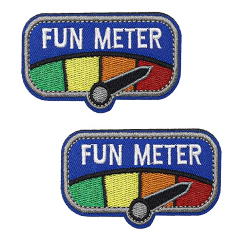 2 Stück Fun Meter Taktische bestickte Emblem-Aufnäher für Rucksack, Jacke, Mantel, Hose, Kleidung, Tasche, Weste, Hut, Tasche, Uniformen, Armband, Biker, Klettverschluss-Aufnäher von Oucaty