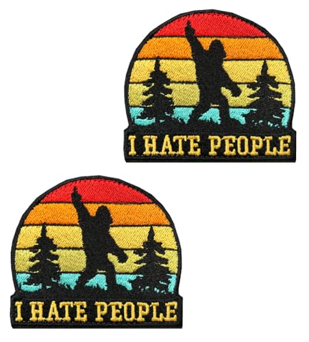 2 Stück "I HATE PEOPLE" Fun Patches Militär Taktische Abzeichen Bestickt,Gestickt Emblem zum Hook and Loop auf Kleidung Dekorative Applikationen Rucksack,Biker,Mützen,Jeans,Hosen,Jacken. von Oucaty