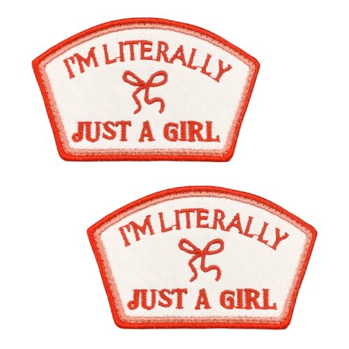 2 Stück "I'm Literally Just A Girl" Patches Lustig Niedlich Emblem Taktische Stickerei Hook and Loop Patches Applikationen für Rucksack,Jacken,Uniformen,Hemden,Mützen,Taschen,Hosen,Kleidung von Oucaty