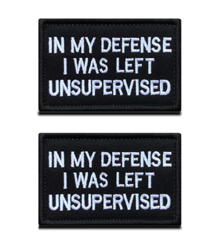2 Stück I was Left Unsupervised Funny Bestickte Taktische Hook and Loop Patches Badge Emblem Dekorative Applikationen Rucksack,Mützen,Jeans,DIY-Zubehör,Jacken,Hosen,Kleidung,Biker und Mehr von Oucaty