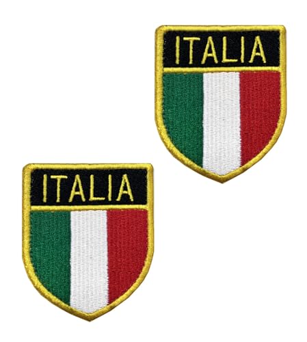 2 Stück ITALIA Schild Flagge Patches Taktische Abzeichen Bestickt,Gestickt Emblem zum Hook and Loop auf Applikationen Kleidung,Rucksack,Mützen,Jeans,DIY-Zubehör,Jacken,Hosen,Biker. von Oucaty