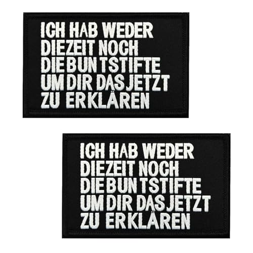 2 Stück''Ich hab weder die Zeit''Lustig Patches Taktische Abzeichen Bestickt Hook and Loop Emblem Applikationen Kleidung,Uniform,Weste,Mützen,Jeans,DIY-Zubehör,Jacken,Hosen,Rucksack(Black) von Oucaty
