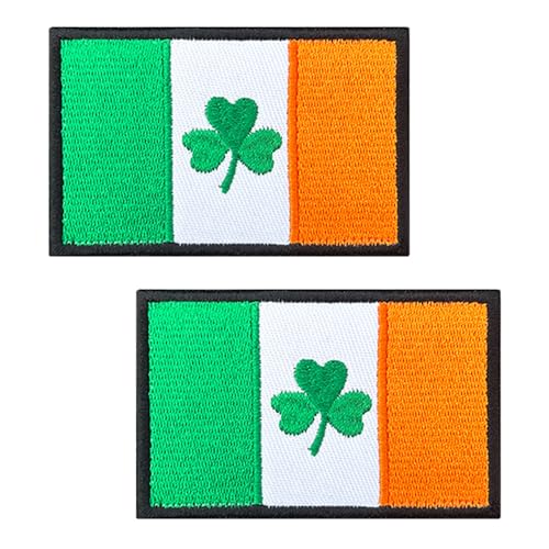 2 Stück Irland-Flagge mit Glücksklee-Aufnäher, taktisches besticktes Emblem, Aufnäher, Klettverschluss-Applikation für Armband, Weste, Hut, Jacke, Jeans, Tasche, Biker, Rucksack, Uniformen, Kleidung 2 Stück Irland-Flagge mit Glücksklee-Aufnäher, taktisches besticktes Emblem, Aufnäher, Klettverschluss-Applikation für Armband, Weste, Hut, Jacke, Jeans, Tasche, Biker, Rucksack, Uniformen, Kleidung von Oucaty