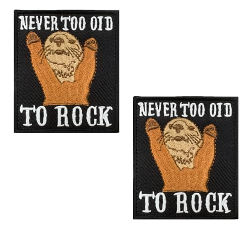 2 Stück " Never Too Old To Rock" Aufnäher Patches Taktische Stickerei Emblem Applikationen für Rucksack,Kleidung,Mützen,Taschen,Uniformen,DIY-Zubehör,Hosen,Jacken,Hemden Hook and Loop Patches von Oucaty