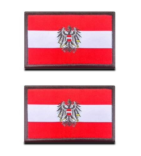 2 Stück Österreich Adler Patches Militär Taktische Abzeichen Bestickt Stickerei Emblem zum Hook and Loop auf Applikationen Kleidung,Uniformen, Rucksack,Mützen,Jeans,Jacken,Hosen,DIY-Zubehör. von Oucaty