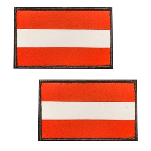 2 Stück Österreich Flagge Patches Taktische Abzeichen Stickerei Emblem Druckerei Bild klarer Hook and Loop Patch Applikationen Kleidung,Mützen,Uniformen,Rucksack,Jeans,Jacken,Hosen,Hemden von Oucaty