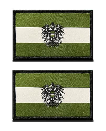 2 Stück Österreich Grün Adler Patches Militär Taktische Abzeichen Stickerei Bestickt Emblem Hook and Loop Patch Applikationen Kleidung,Uniformen, Rucksack,Mützen,Jeans,Jacken,Hosen,DIY-Zubehör,Hemden von Oucaty