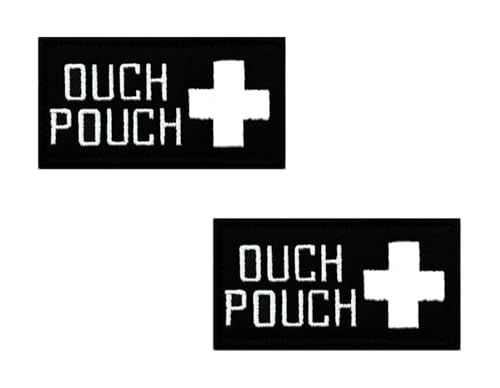 2 Stück "Ouch Pouch" Kreuz Patch Taktische Stickerei Abzeichen Aufnähen Hook and Loop Patch Emblem Applikationen Mützen,Jeans,Uniformen,Jacken,Hosen,Biker,Rucksack,Hemden,Kleidung(Black) von Oucaty