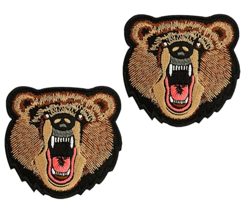 2 Stück Premium Angry Growling Bear Tactical Embroidered Emblem Patch Hook and Loop Patch für Rucksack, Jacke, Jeans, Armband, Tasche, Uniformen, Kleidung, Weste, Hut, Tasche, Biker-Applikation 2 Stück Premium Angry Growling Bear Tactical Embroidered Emblem Patch Hook and Loop Patch für Rucksack, Jacke, Jeans, Armband, Tasche, Uniformen, Kleidung, Weste, Hut, Tasche, Biker-Applikation von Oucaty