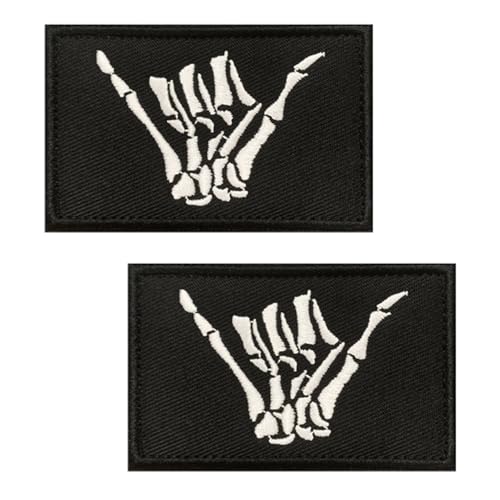 2 Stück Schwarz Shaka-Hand Patches Taktisches Stickerei Skelett-Hand Emblem Hook and Loop Patches Applikationen für Jacken,Hemden,Rucksack,Kleidung,Uniformen,DIY-Zubehör,Hosen,Mützen,Taschen 2 Stück Schwarz Shaka-Hand Patches Taktisches Stickerei Skelett-Hand Emblem Hook and Loop Patches Applikationen für Jacken,Hemden,Rucksack,Kleidung,Uniformen,DIY-Zubehör,Hosen,Mützen,Taschen von Oucaty