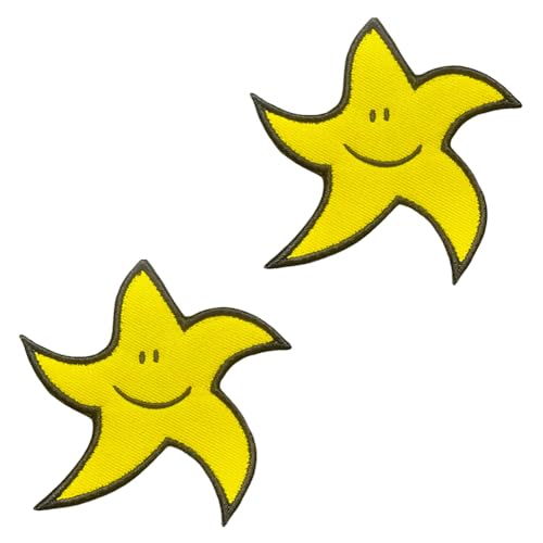 2 Stück Stern Gelb Patches Fun Stern Gelb Emblem Taktische Stickerei Patches Applikationen für Hemden,Mützen,Taschen,Uniformen,Hosen,Biker,Rucksack,DIY-Zubehör,Jacken,Kleidung Hook and Loop von Oucaty