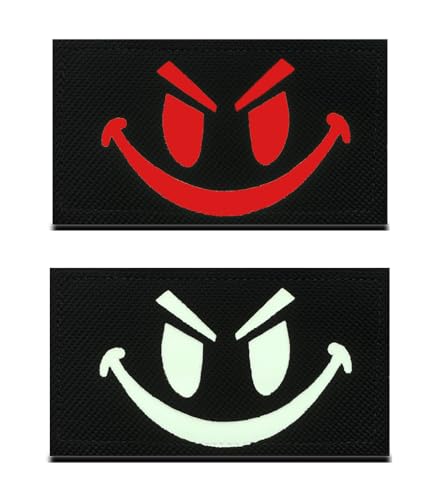 2 Stück Taktischer Schwarz Rot Reflektierend Lächelndes Gesicht Fun Patch Abzeichen Bestickt,Emblem zum Hook and Loop auf Applikationen Kleidung,Jeans,Jacken,Hosen,Mützen,Rucksack,Uniform. 2 Stück Taktischer Schwarz Rot Reflektierend Lächelndes Gesicht Fun Patch Abzeichen Bestickt,Emblem zum Hook and Loop auf Applikationen Kleidung,Jeans,Jacken,Hosen,Mützen,Rucksack,Uniform. von Oucaty
