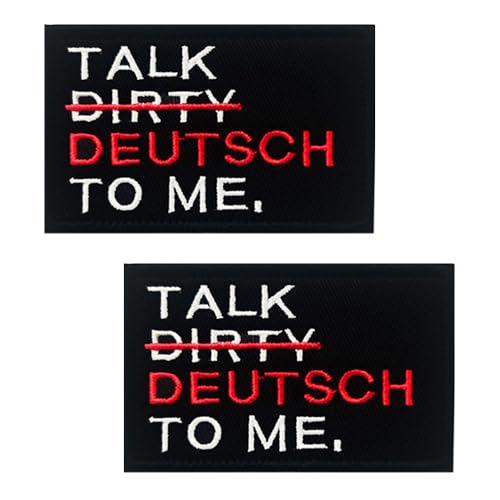 2 Stück Talk Dirty/DEUTSCH to Me Fun Bestickt Emblem Patch Dekorative Applikationen Kleidung,Rucksack,Jeans,Uniform,Jacken,Hosen,Mützen,Biker.Gestickt Taktische Abzeichen zum Hook and Loop auf von Oucaty