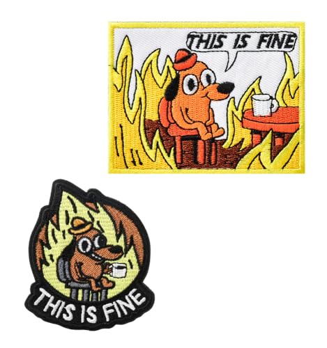 2 Stück This is Fine Lustige Dog Patch Stickerei Taktische Kreativ Hunde Patch,Hook and Loop Emblem Applikationen Kleidung, Rucksack,Mützen,Jeans,Jacken,Uniform,Hosen,DIY-Zubehör. 2 Stück This is Fine Lustige Dog Patch Stickerei Taktische Kreativ Hunde Patch,Hook and Loop Emblem Applikationen Kleidung, Rucksack,Mützen,Jeans,Jacken,Uniform,Hosen,DIY-Zubehör. von Oucaty