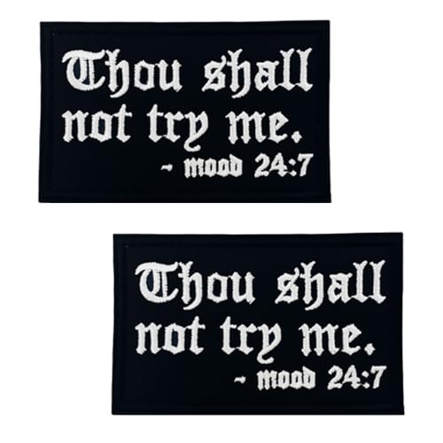 2 Stück Thou Shall Not Try Me - 24:7 Hook and Loop Patches Abzeichen Taktische Stickerei Emblem Patches für Biker,Rucksack,DIY-Zubehör,Jacken,Hemden,Kleidung,Mützen,Taschen,Uniformen von Oucaty