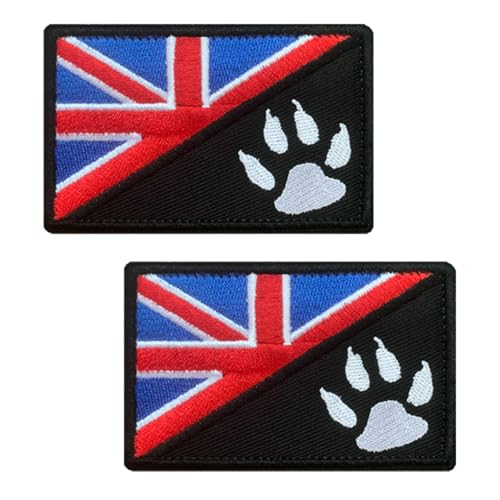 2 Stück UK Great Britain Flagge/Dog Tracker Dog Paw Tactical Embroidered Patch Hook and Loop Emblem Applique Badge Patch for Guide Dog Medium / Large Dogs Harness Vest Clothes Working Training Dogs 2 Stück UK Great Britain Flagge/Dog Tracker Dog Paw Tactical Embroidered Patch Hook and Loop Emblem Applique Badge Patch for Guide Dog Medium / Large Dogs Harness Vest Clothes Working Training Dogs von Oucaty