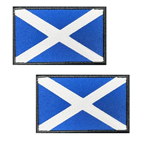 2 Stück Vereinigtes Königreich, Großbritannien, Schottland, Schottland, bestickt, taktisches Emblem, Aufnäher, Aufnäher für Armband, Uniformen, Kleidung, Jacke, Fußball, Billard, Trikot (blau) von Oucaty