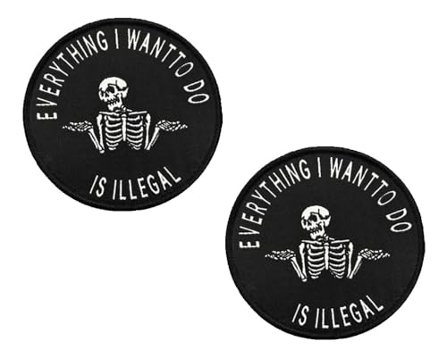 2 Stück Was Ich Tun Wollte War Illegal Taktische Patches Emblem Bestickt Hook and Loop Abzeichen Patch Applikationen Mützen,Jeans,DIY-Zubehör,Jacken,Hosen,Rucksack,Kleidung,Uniform,Weste von Oucaty