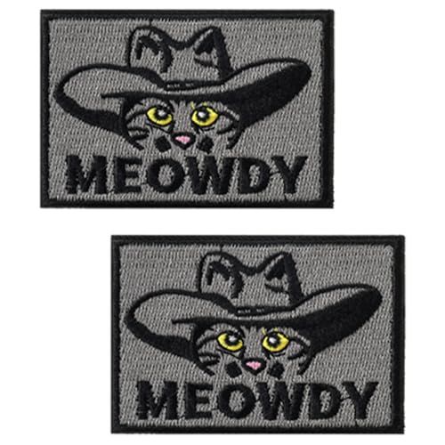 2 Stück lustige Aufnäher mit Aufschrift "Meowdy Cat", bestickt, für Armband, Jacke, Hose, Mantel, Biker, Weste, Hut, Uniformen, Tasche, Rucksack, 2 Stück von Oucaty