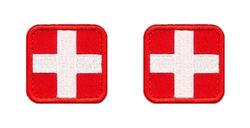 2 Stück weißes, rotes Kreuz, medizinisches taktisches Emblem, bestickt, Klettverschluss-Applikation für Erste-Hilfe-Tasche, EMT, EMS, Trauma, Medizin, Sanitäter, Rettungsset, taktische Aktivitäten 2 Stück weißes, rotes Kreuz, medizinisches taktisches Emblem, bestickt, Klettverschluss-Applikation für Erste-Hilfe-Tasche, EMT, EMS, Trauma, Medizin, Sanitäter, Rettungsset, taktische Aktivitäten von Oucaty